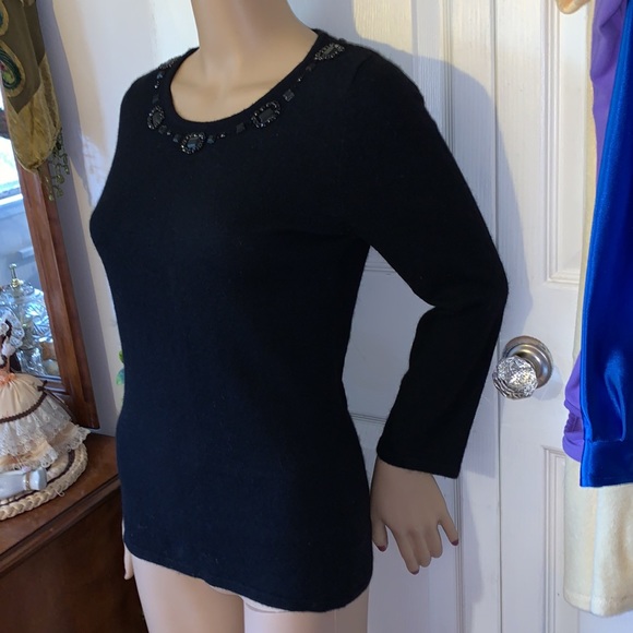 Joe black soft angora wool blended jewelled pullover sweater S - Picture 3 of 10